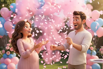 animate pregnacy gender reveal video genre grossesse annonce bebe revel video