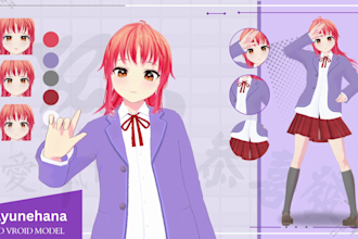 create custom 3d vtuber model, vroid avatar and full rigging for vrchat