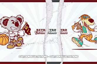 design a retro vintage cartoon illustration for branding