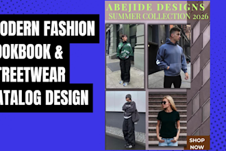 design a modern fashion lookbook and stylish streetwear clothing catalog