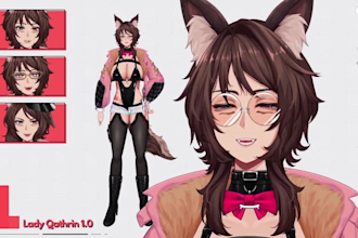 draw and rig female, male 2d vtuber model, 3d vtuber model for live2d commission