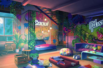 dram anime background illustration for vtuber or stream