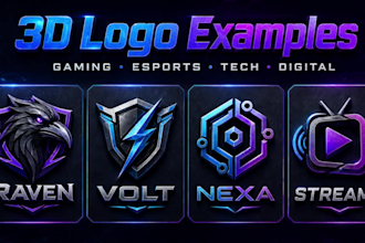 design a modern 3d logo for a gaming and tech brand