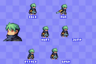 create pixel art character sprite animation 2d game asset sprite sheet rpg maker