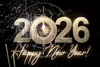 create happy new year 2026 countdown greeting video with your logo