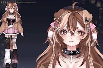 design vtuber model,live2d vtuber,2d vtuber model for vtube studio