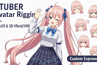 anime vtuber avatar live2d model 3d vroid vrm avatar rigging vtuber expressions