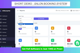 design a salon website and booking system