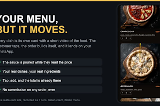 build a restaurant website with an animated video menu and whatsapp orders