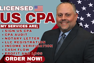 prepare US CPA review letter ssars financial statement gaap report notary letter