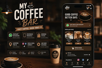 build a branded  cofee shops website and landing page