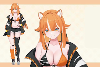 draw male and female 2d vtuber design, live2d vtuber model vtuber outfit and rig