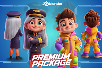 design 3d cute cartoon character, mascot and toy model