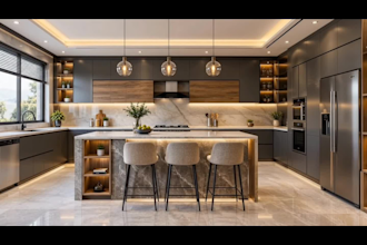 design kitchen interior in 3d and render