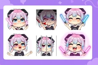 create cute chibi emotes for twitch, discord or youtube