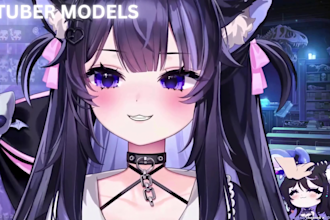 do live 2d, 3d vtuber character , face rig vrchat vriod model, furry avatar vrm