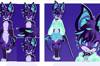 create custom 3d furry vtuber avatar, vrchat vrm fursona character nsfw model