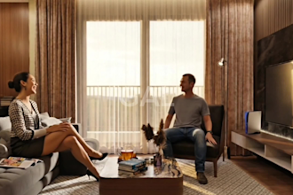 render your interior model with realistic lighting and materials