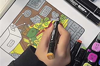 record myself coloring one of your coloring book pages for social and amazon ads