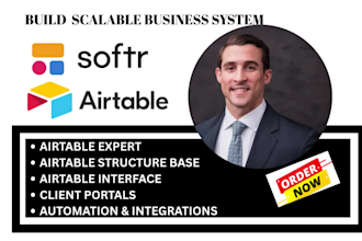 set up airtable database, design automation, airtable interface and zapier