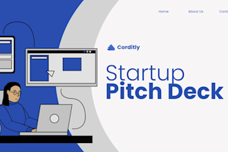design b2b startup pitch deck, business presentation, powerpoint, canva slides