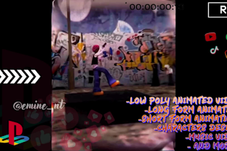 make ps1 ps2 retro low poly music video, visualizer y2k animation, game intro