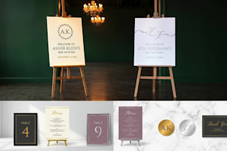 design amazing bar and bat mitzvah welcome sign and party set