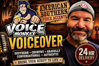 record an southern american male voice over for you