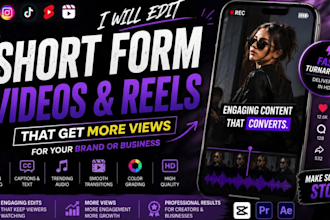 edit short form videos and reels for your brand or business