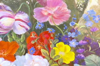 hand paint beautiful landscape and floral art