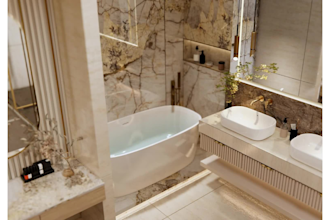 design modern bathroom interiors with 3d renders