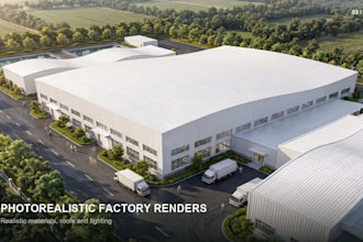create industrial site plan presentations and 3d factory renderings