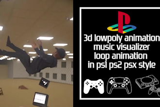create 3d retro ps1 ps2 psx lowpoly music visualizer, loop animation