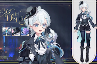 draw live2d vtuber model with rigging, anime vtuber commission for vtuber studio
