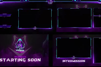 design animated twitch overlay stream package facecam alerts panels kick obs log