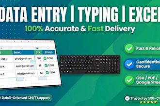 do fast data entry typing work excel and pdf
