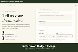 build a shopify bakery website for online cake orders