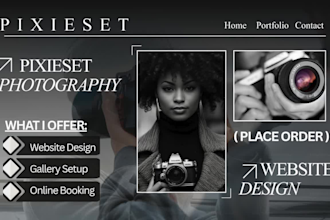 design or redesign pixieset website for photographers with client gallery