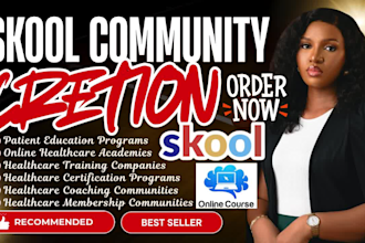 do healthcare skool online community, skool manager course creation, skool setup
