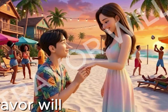 3d pixar style 3d romantic proposal video love story 3d ai storytelling cartoon
