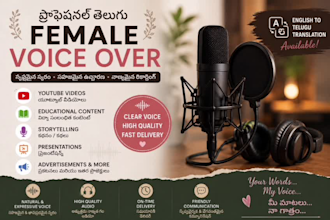record a clear telugu female voice over for youtube and narration