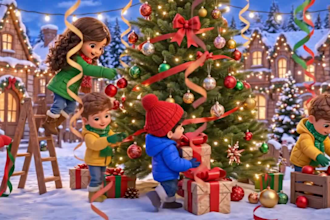 create 3d cartoon christmas animation fun video children new year song video