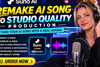 remake suno ai song to studio production song, recreate ai song to high quality