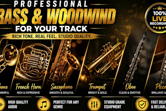 record trombone, french horn, saxophone, trumpet, oboe, piccolo for your track