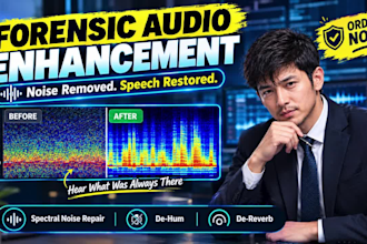 forensic audio enhancement, noise removal, voice clarity audio cleanup cctv