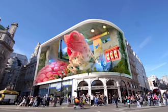 create 3d billboard animation anamorphic cgi ads led screen video