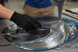 create satisfying epoxy floor ai before after time lapse videos