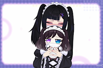 draw anime character design, vtuber model, live2d rig model art separation psd