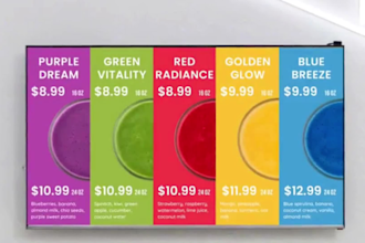 design an animated restaurant menu board for restaurant tv screens