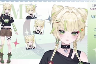 draw and rig live2d model, 2d vtuber model, furry vtuber model, horror vtuber
